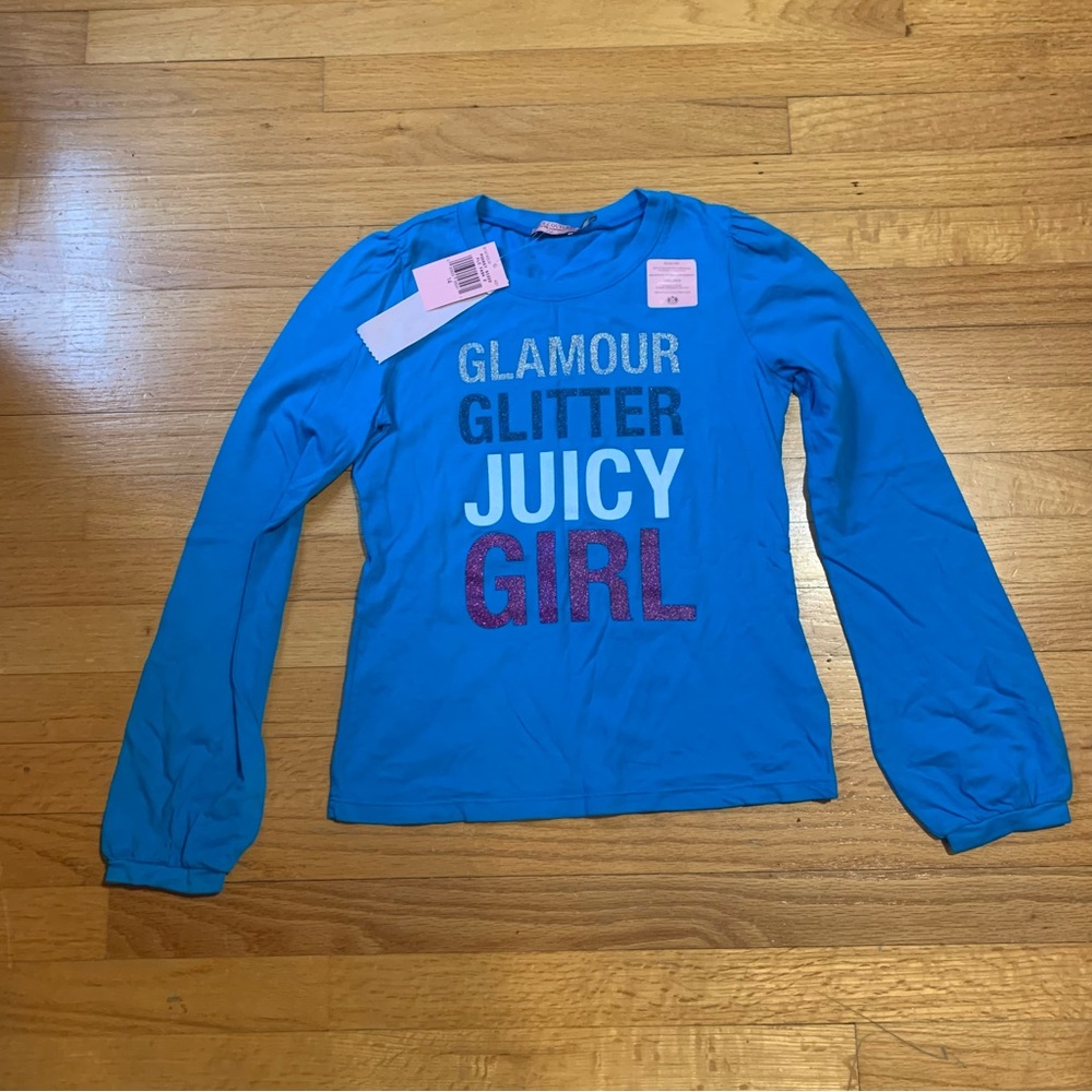 Juicy Couture Pam Gela Glamor Glitter Juicy Girl Long Sleeve Shirt Blue Girls 14